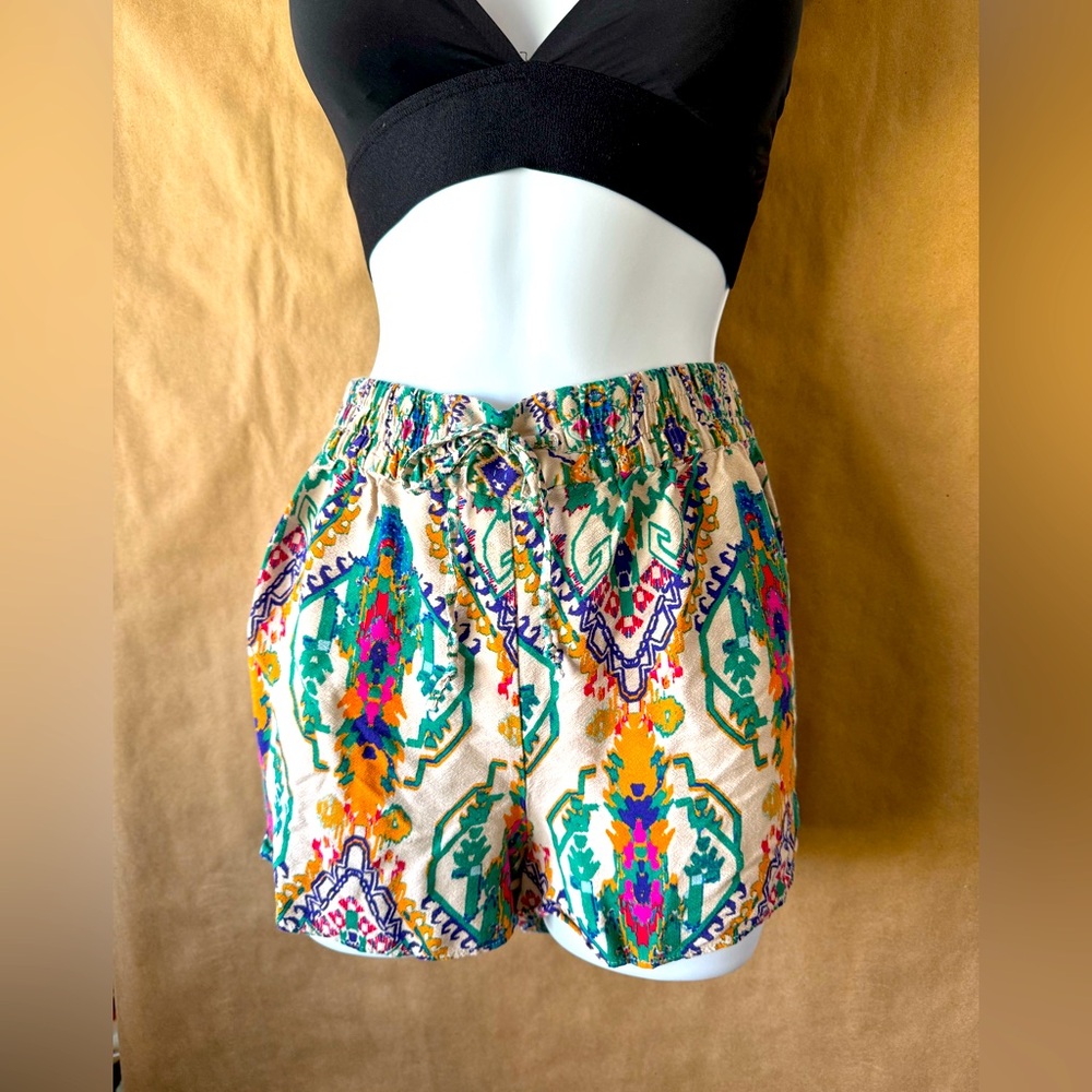 ZARA flowy print shorts stretch waist